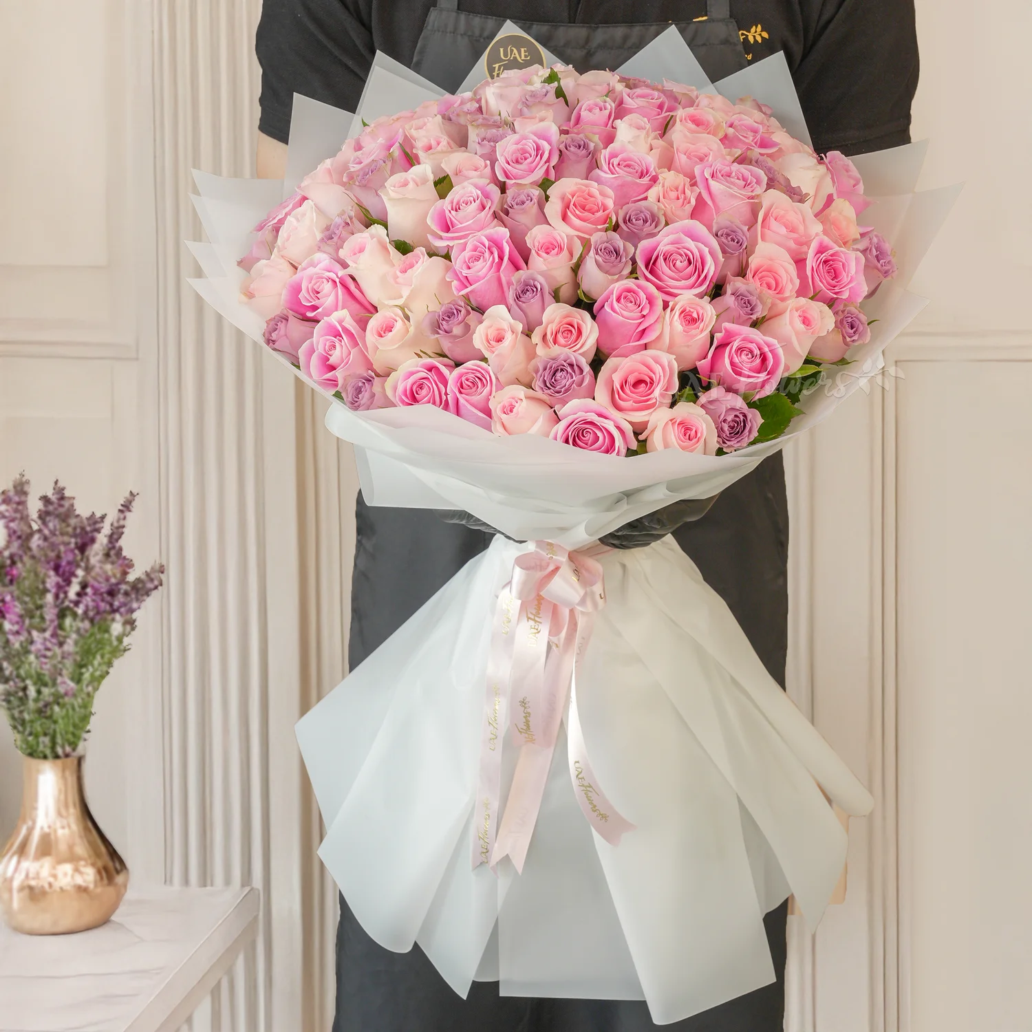 bouquet of fresh pastel roses