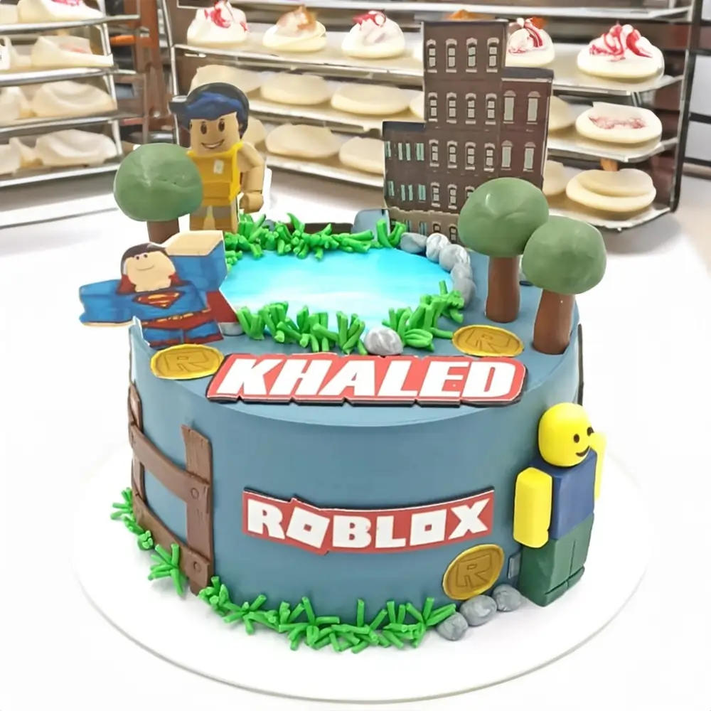 3KG Roblox World Cake with chocolate sponge and fresh cream