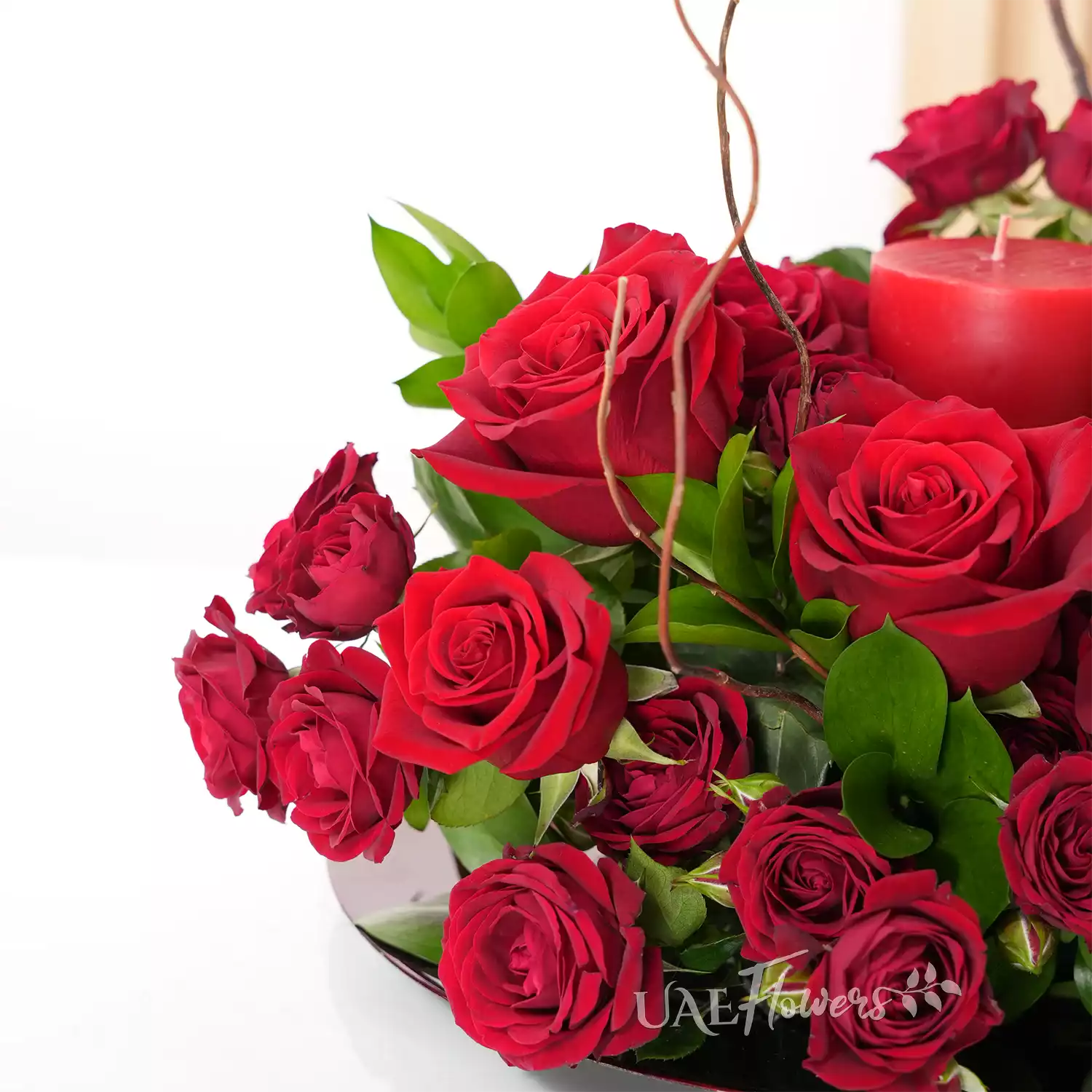 10 red roses and 10 spray roses