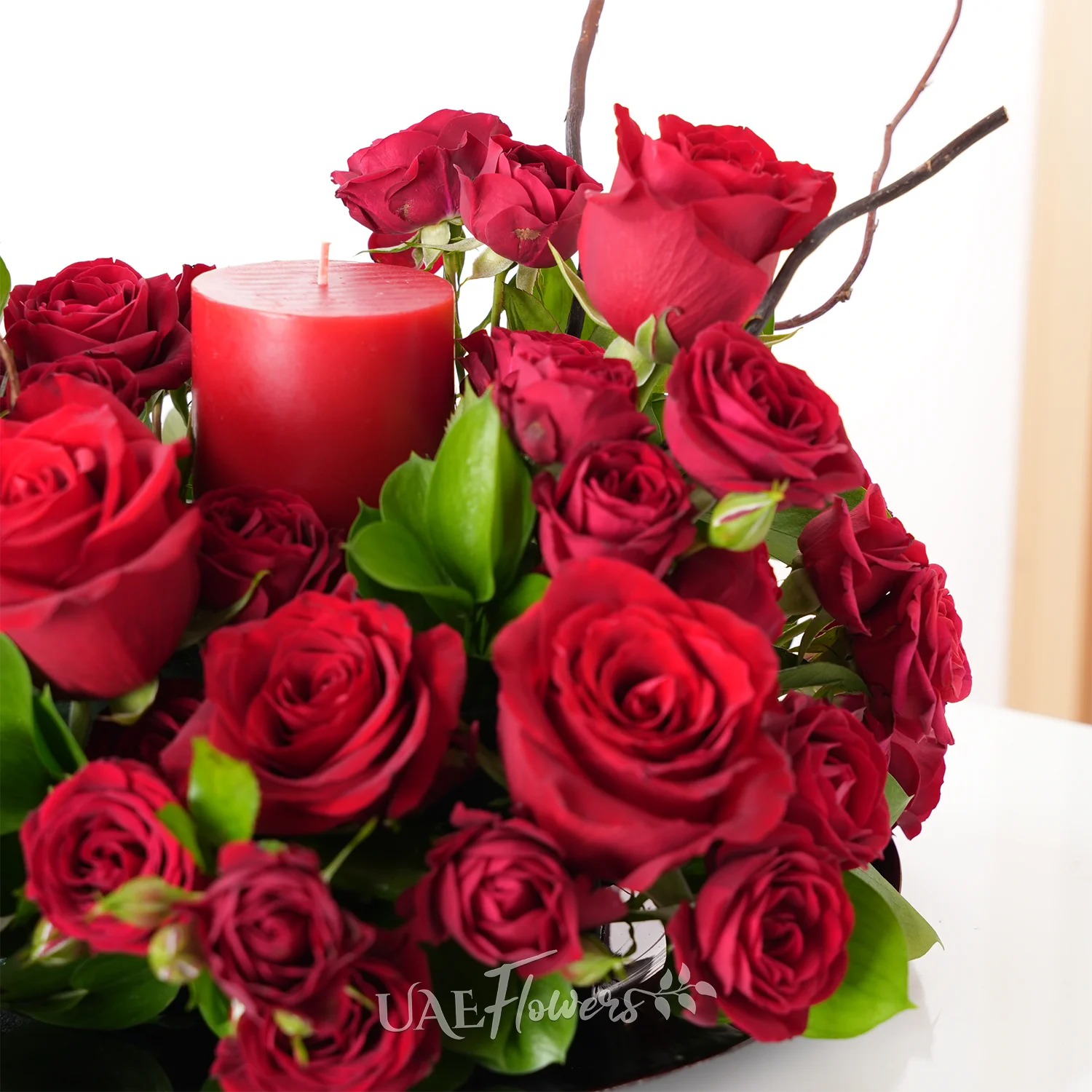 10 red roses and 10 spray roses